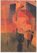 August Macke Flagged church oil painting